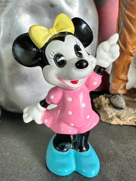 Disney Other - Vintage Walt Disney Productions Minnie Mouse Ceramic Figurine Pink Dress